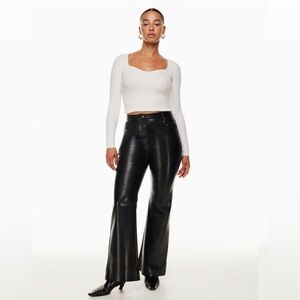 Aritzia Wilfred Melina Black Leather Kick Flare Pant